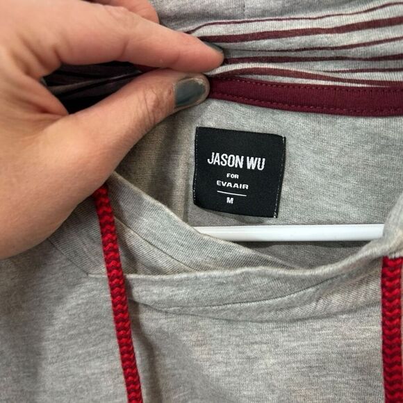 Jason Wu For Eva Air Drawstring Long Sleeve Pullover Top Gray sweater Size M - Picture 4 of 10